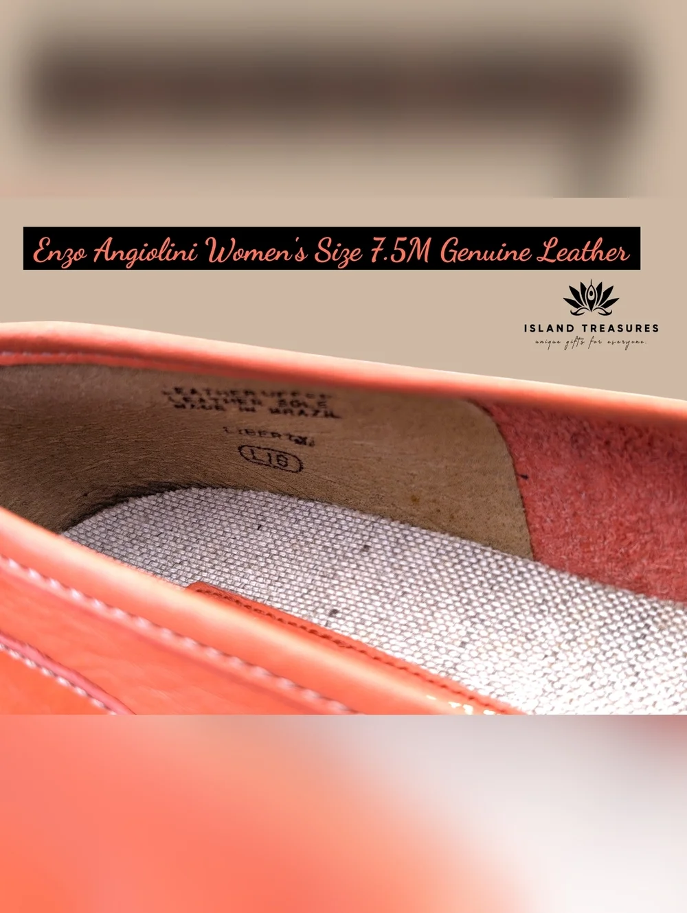 Enzo Angiolini Liberty Size 7.5N Genuine Leather Gorgeous Coral Slip-On Loafers